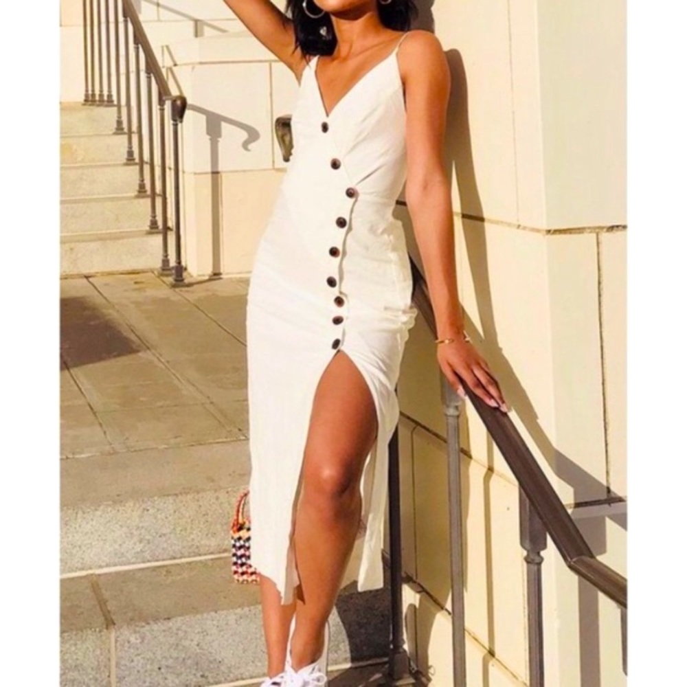 Urban Outfitters Amber Button Down Linen Midi Dress- Small